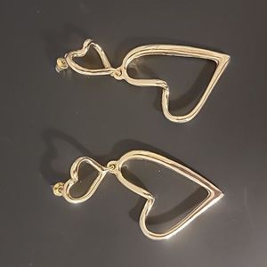 Women Simple Fashion Double Heart Alloy Earrings - Gold